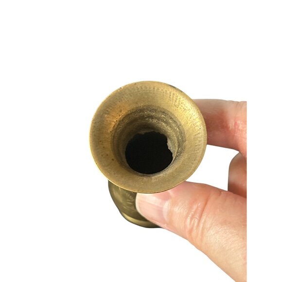 VTG Brass Bud Vase Decorative Etched Design 3.75" World Market Boho Aged Patina - Picture 3 of 5